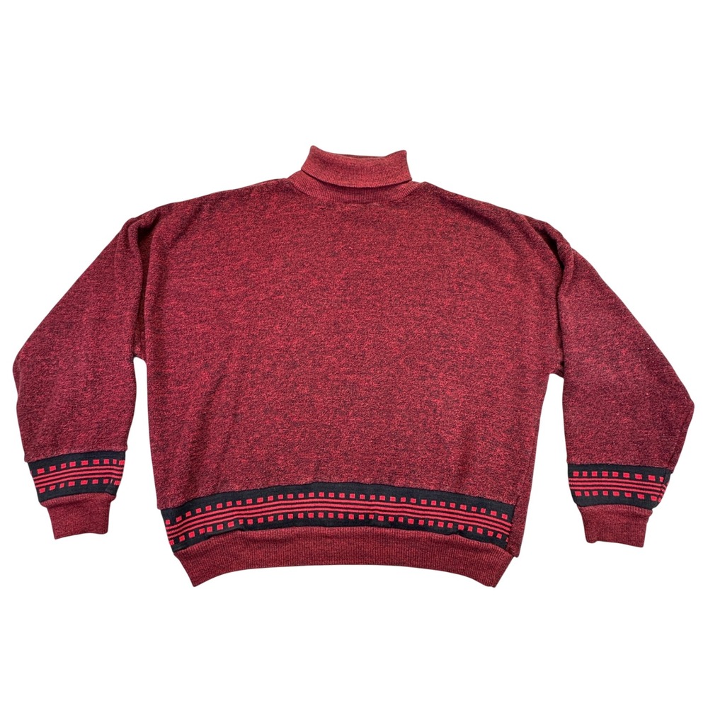 VTG Trent Sweater Men's Size Large Valentine's Day Red Heathered Turtleneck Cozy
